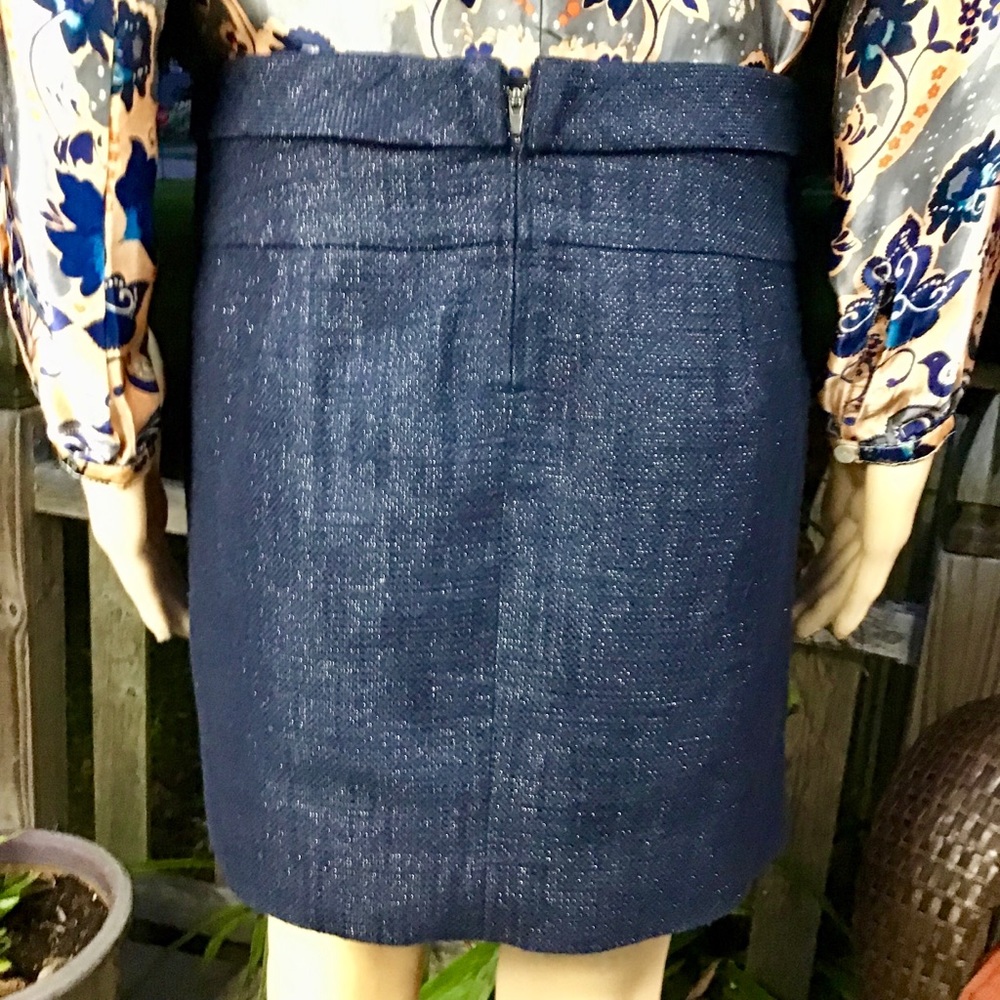 🌸 JCREW LINED SHIMMER THREAD NAVY BLUE SKIRT NO FLAWS - Picture 6 of 11
